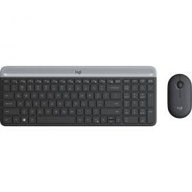Tipkovnica + miš Logitech MK470 Slim, bežična, siva