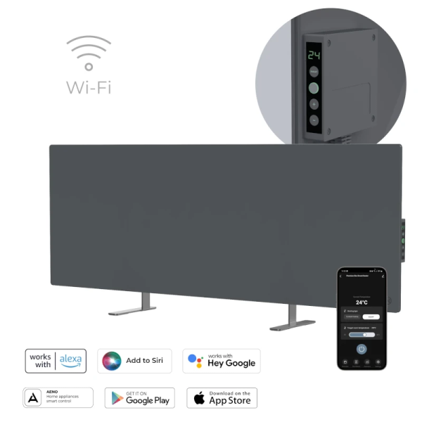 Grijalica infracrvena Aeno LED Premium Eco Smart siva