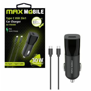 MAXMOBILE AUTO ADAPTER PD QC 3.0 TYPE C, SC-198008+Type C kabel, 30W