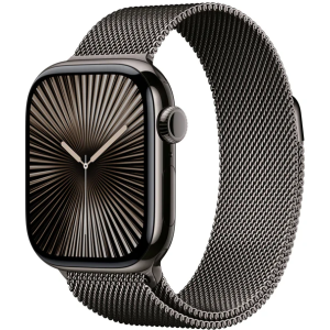 Apple Watch S10 Cellular 42mm Slate titanium case with Slate milanese loop