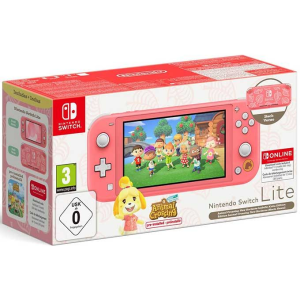 Nintendo Switch Lite Console - Coral Animal Crossing Isabelle's Aloha 12M NSO bundle