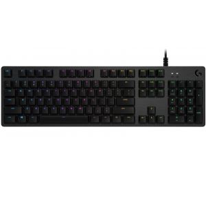 Tipkovnica Logitech G512, gaming, LIGHTSYNC RGB, mehanička-GX Brown, žičana, aluminijska, crna