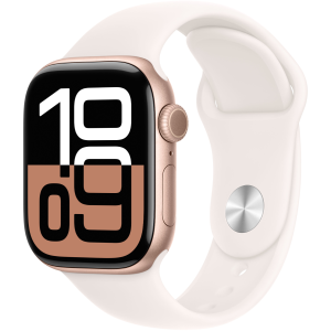 Apple Watch Series 10 GPS 42mm Rose Gold aluminium case with Light Blush sport band - S/M