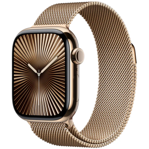 Apple Watch S10 Cellular 42mm Gold titanium case with Gold milanese loop