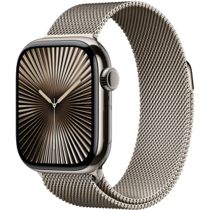 Apple Watch S10 Cellular 42mm Natural titanium case with Natural milanese loop