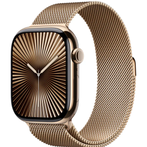 Apple Watch S10 Cellular 46mm Gold titanium case with Gold milanese loop - S/M