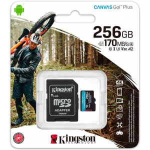 Memorijska kartica Kingston 256GB microSD Canvas Go! Plus, class 10 UHS-I, sa adapterom