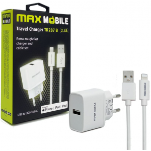 MAXMOBILE KUĆNI PUNJAČ SET 2U1 IPHONE LIGHTNING-USB 2.4A MFI Apple TR287B