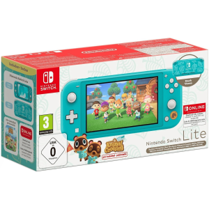 Nintendo Switch Lite Console - Turquoise Animal Crossing Tommy & Tommy Aloha & 12M NSO bundle