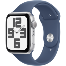 Apple Watch SE2 v3 GPS 44mm Silver aluminium case with Denim sport band - M/L