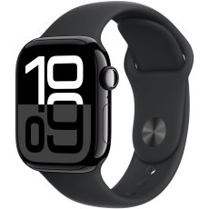 Apple Watch Series 10 GPS 42mm Jet black aluminium case with Black sport band - M/L
