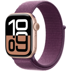 Apple Watch Series 10 GPS 42mm Rose Gold aluminium case with Plum sport loop