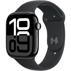 Apple Watch Series 10 GPS 46mm Jet Black aluminium case with Black sport band - M/L