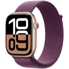 Apple Watch Series 10 GPS 46mm Rose Gold aluminium case with Plum sport loop
