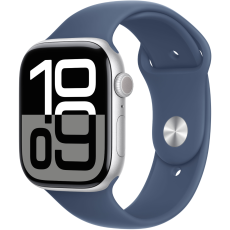 Apple Watch Series 10 GPS 46mm Silver aluminium case with Denim sport band - S/M