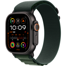 Apple Watch Ultra2 v2 Cellular 49mm Black Titanium case with Dark Green alpine loop - small