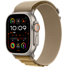 Apple Watch Ultra2 v2 Cellular 49mm Natural Titanium case with Tan Alpine loop - small
