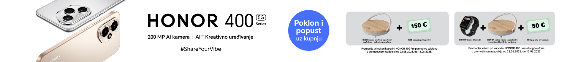 Kupi novi HONOR 400 i ulovi vrijedne poklone i popuste