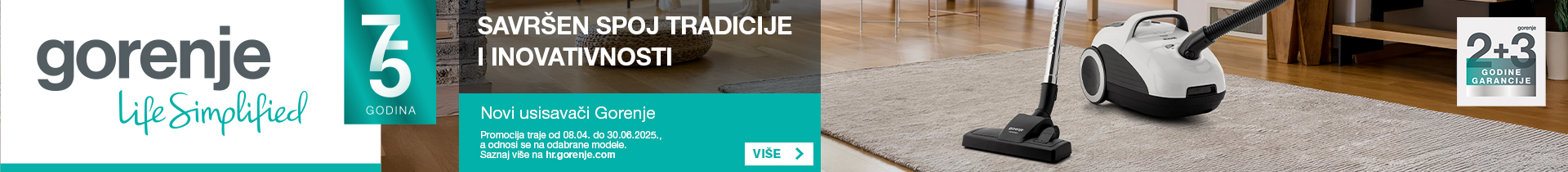 Zgrabi 2+3 godine garancije na odabranim Gorenje usisavačima