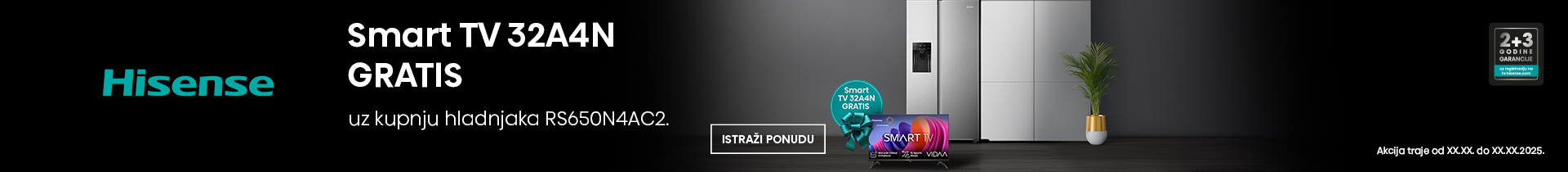 Smart TV gratis uz kupnju Hisense hladnjaka