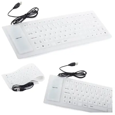 Tanka vodootporna USB silikonska tipkovnica - sklopiva 35 cm bijela