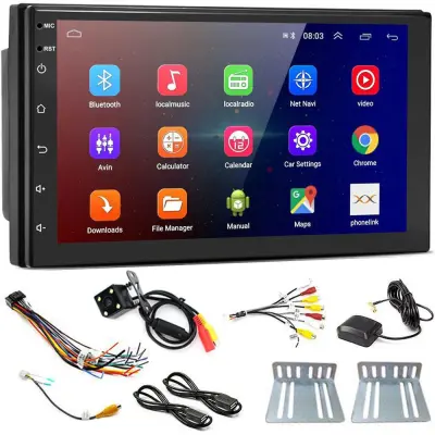 12V 2DIN LCD autoradio 4x45W 2x USB Bluetooth ANDROID 8.1 + kamera
