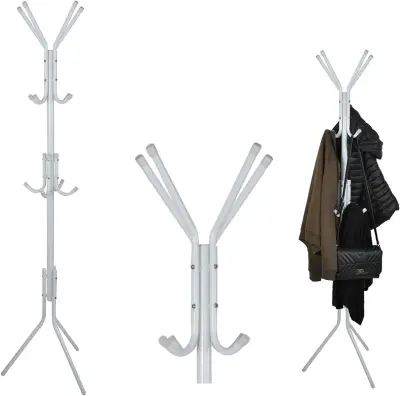 Metalna vješalica za kapute i šešire 170cm bijela
