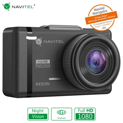 NAVITEL R450 NV kamera za unutrašnjost, Full HD, zaslon 2,35", noćni vid, vidno polje 130°, G-senzor, aplikacija