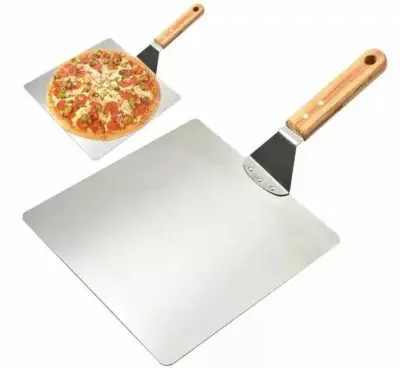 Snažan reket za pizzu od nehrđajućeg čelika s drvenom ručkom od 44 cm