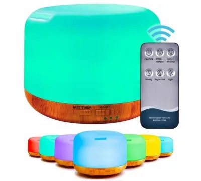 LED RGB aroma difuzor ovlaživač zraka s daljinskim upravljačem 300 ml smeđa