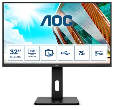 AOC U32P2 31,5", UHD, VA, 2xhDMI, DP, USB, HAS