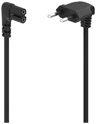 Kabel za napajanje pod kutom Euro utikač crni 5.0m Crna