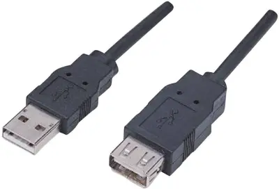 Manhattan kabel USB 2.0 produžni, AM/AF,1.8m, crni