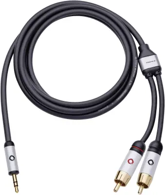 cinch/klinker avdio kabel [2x muški cinch konektor - 1x 3,5mm banana muški konektor] 3 m crna pozlačeni konektori Oehlbach i-Connect J-35/R