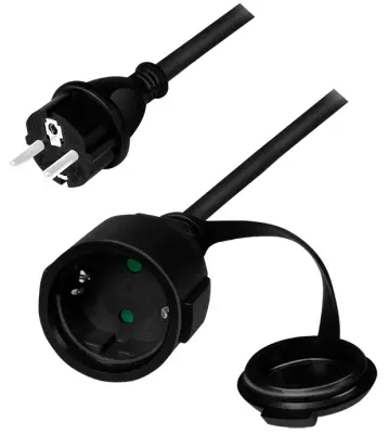 Produžni kabel Uzemljeni Vanjski Crni 5m Crna
