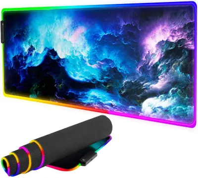 Osvijetljena XL LED RGB računalna podloga za miš i tipkovnicu 80x30cm COSMOS