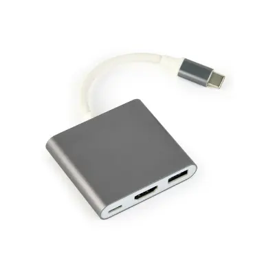 GEMBIRD GEMBIRD VIŠENAMJENSKI ADAPTER USB TYPE-C (M) -> USB TYPE-C; USB 3.0; HDMI SIVI