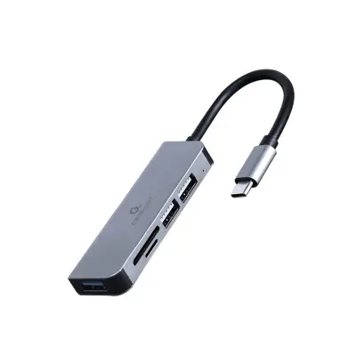 Gembird 3-portni USB-C hub 1 x USB 3.1 + 2 x USB 2.0 s čitačem kartica, srebrni