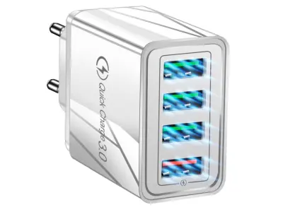 4x USB 3.0 brzi punjač 220V sa LED 3.1A sivi