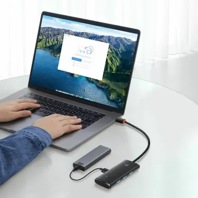 Baseus USB Type-C hub 4xA 1xC 0,25 m crni WKQX030301