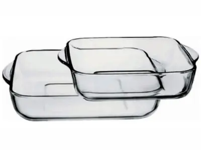 Set 2 x Borcam četvrtaste posude za pečenje 28 x 27, 22 x 25 cm / 2 komada / staklo