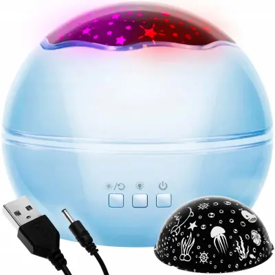 Noćno svjetlo USB LED RGB projektora - mijenjanje projekcija plavo
