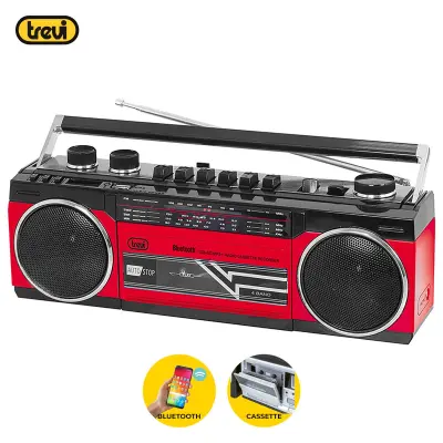 TREVI RR 501 BT radio kasetofon s Bluetooth tehnologijom, crna i crvena
