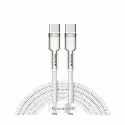 Baseus USB C-C kabel 2m 100W 20V 5A Cafule metalno pleteni bijeli CATJK-D02