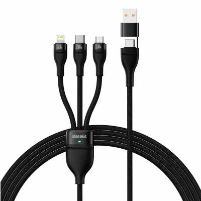 4-u-1 kabel USB+USB-C na USB-C / iPhone Lightning / Micro USB, 1,2 m - crni