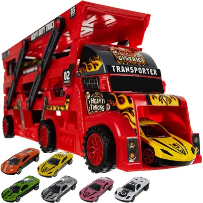 Komplet kamiona sa 6 automobila od 30 cm + platforma za lansiranje