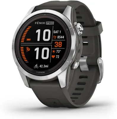 Pametni Outdoor sat Garmin Fenix 7S PRO SOLAR Silver SS Graphite remen