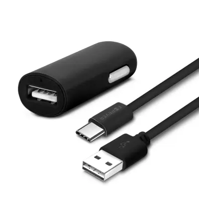 Auto punjač 2A i USB Tip C kabel 1.2m Brzo punjenje Forever Crni