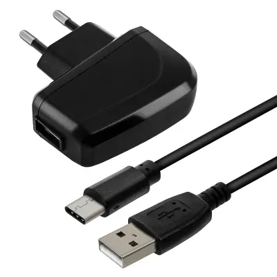Mrežni punjač 2A/5V USB Type-C kabel, Bluestar - crna boja. Za pametne telefone i tablete