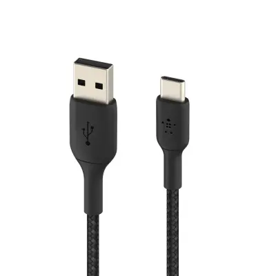 USB na USB-C 18W tkani najlon 15cm punjenje i sinkronizacija Belkin crni